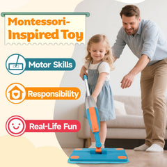 BAYMI Kids Spray Mop with two washable pads for mess-free practice