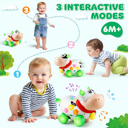 BAYSING pull-along cow toy encourages crawling and walking