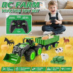 BAYSING RC tractor with detachable trailer enables cargo hauling.