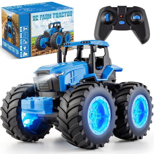 BAYSING monster tractor front view with blue LEDs for vibrant play.
