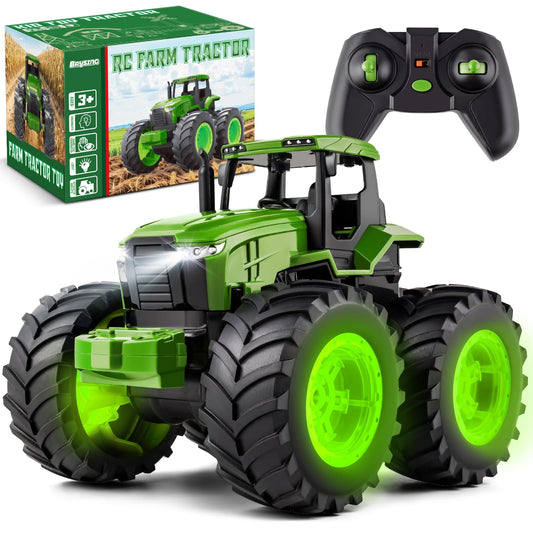 BAYSING remote control tractor toy with 360-degree rotation for immersive farm play