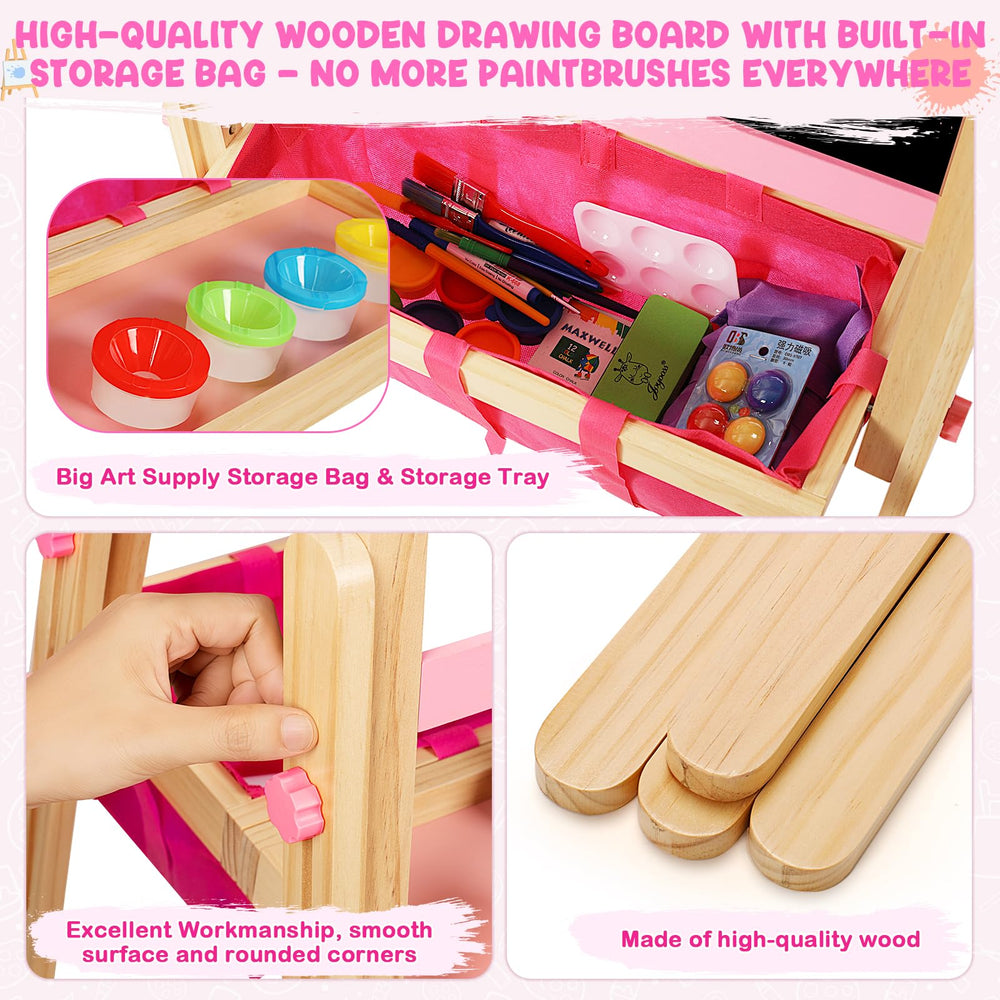 BAYSING sturdy wooden easel with rounded corners for safe play.
