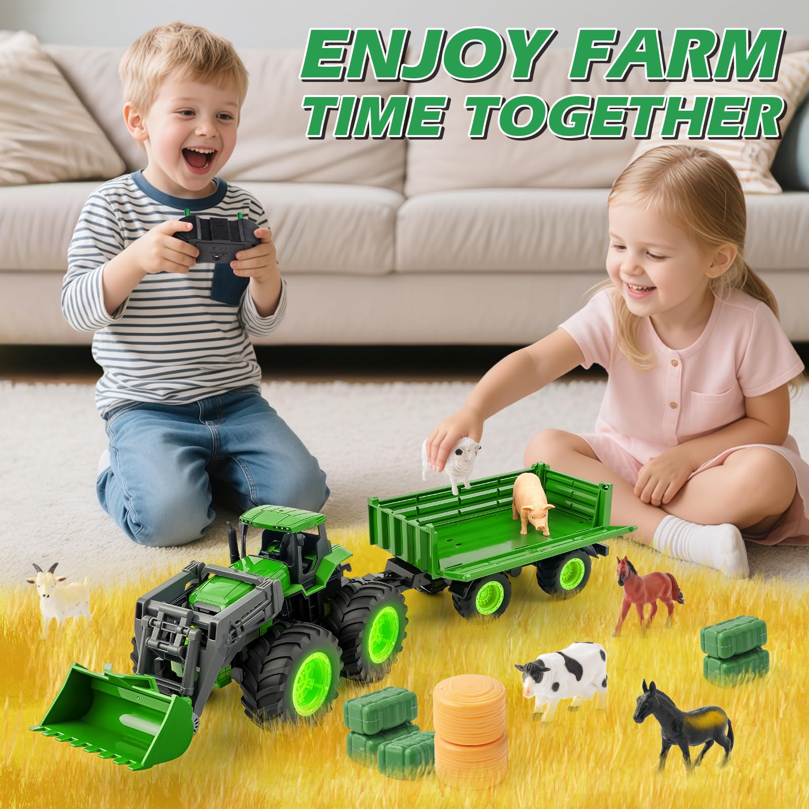 BAYSING tractor headlights and tire lights brighten playtime.