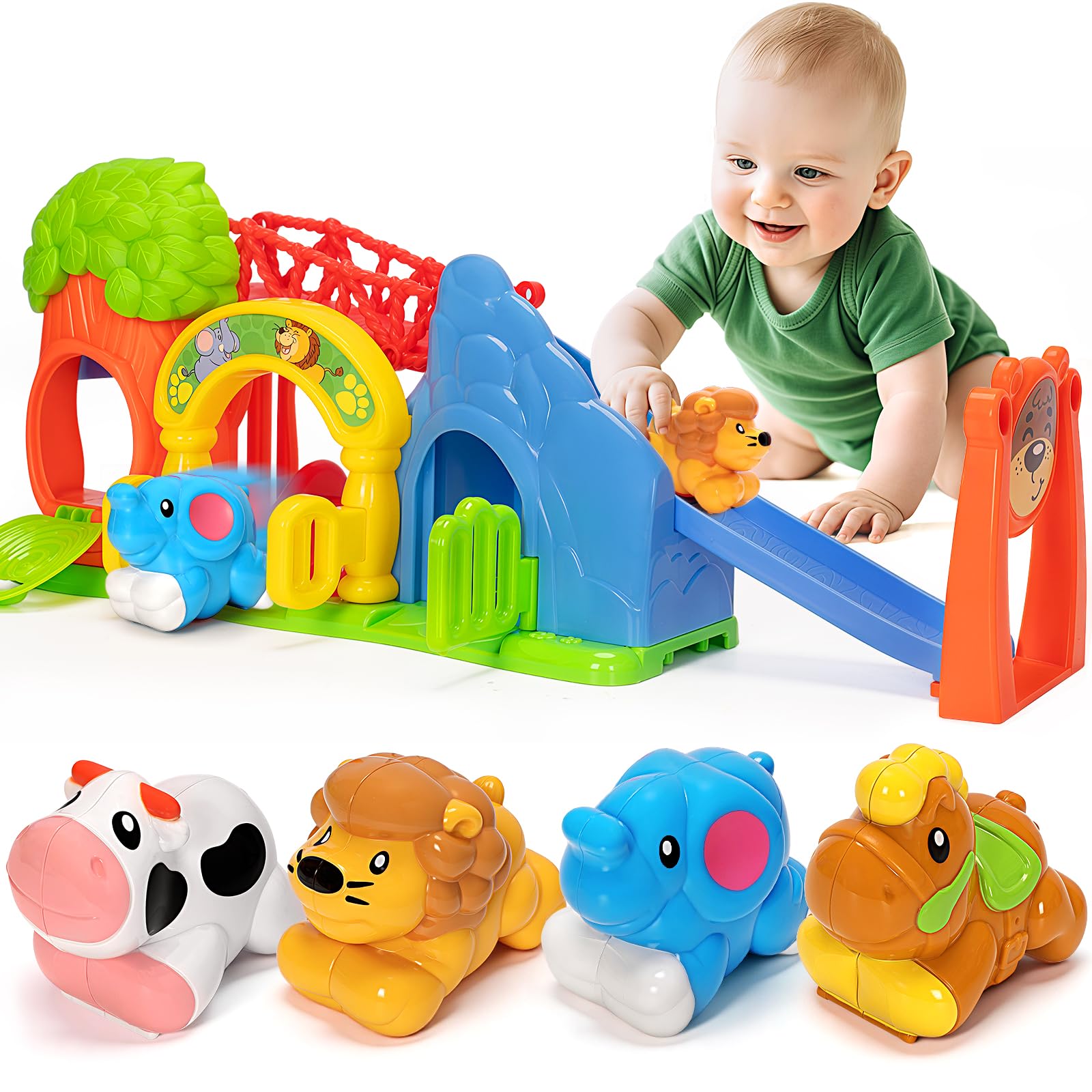 BAYSING zoo-slide-playset boosts imagination during open-ended toddler play.