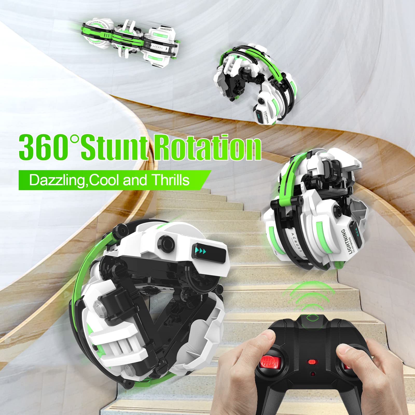BAZADER RC Car performs a 360° roll for thrilling spins.