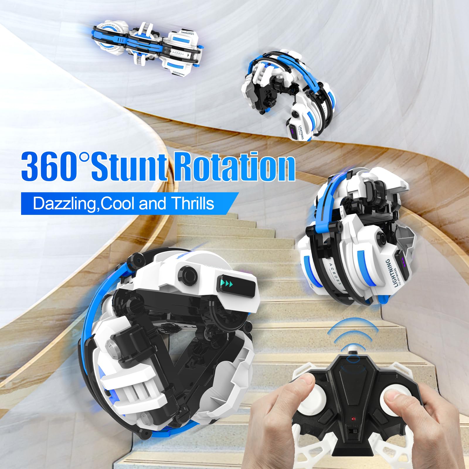 BAZADER RC Car performs 360° stunts for thrilling action.