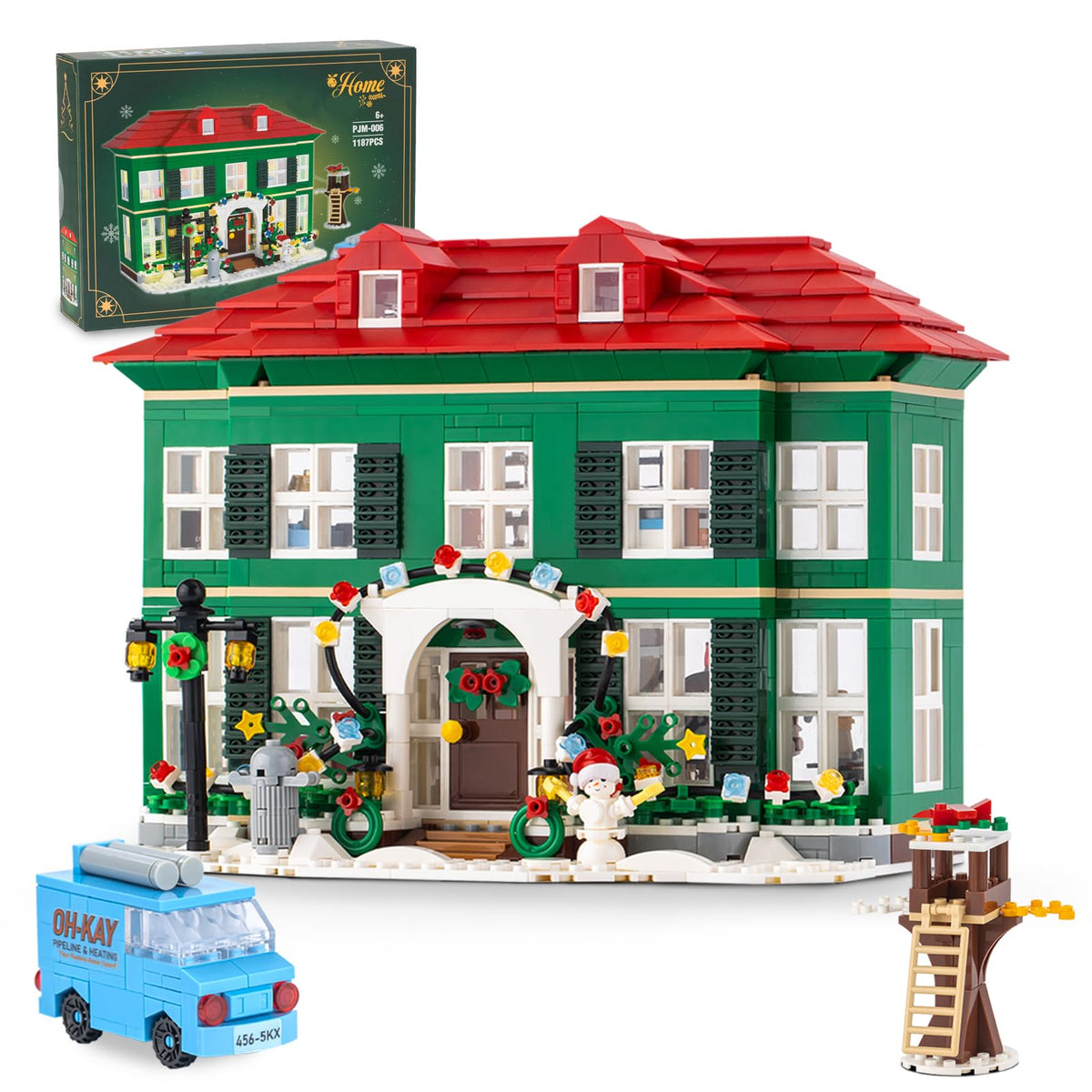 BBEUU Christmas House with lights, a detailed 1,187-piece display piece for holidays