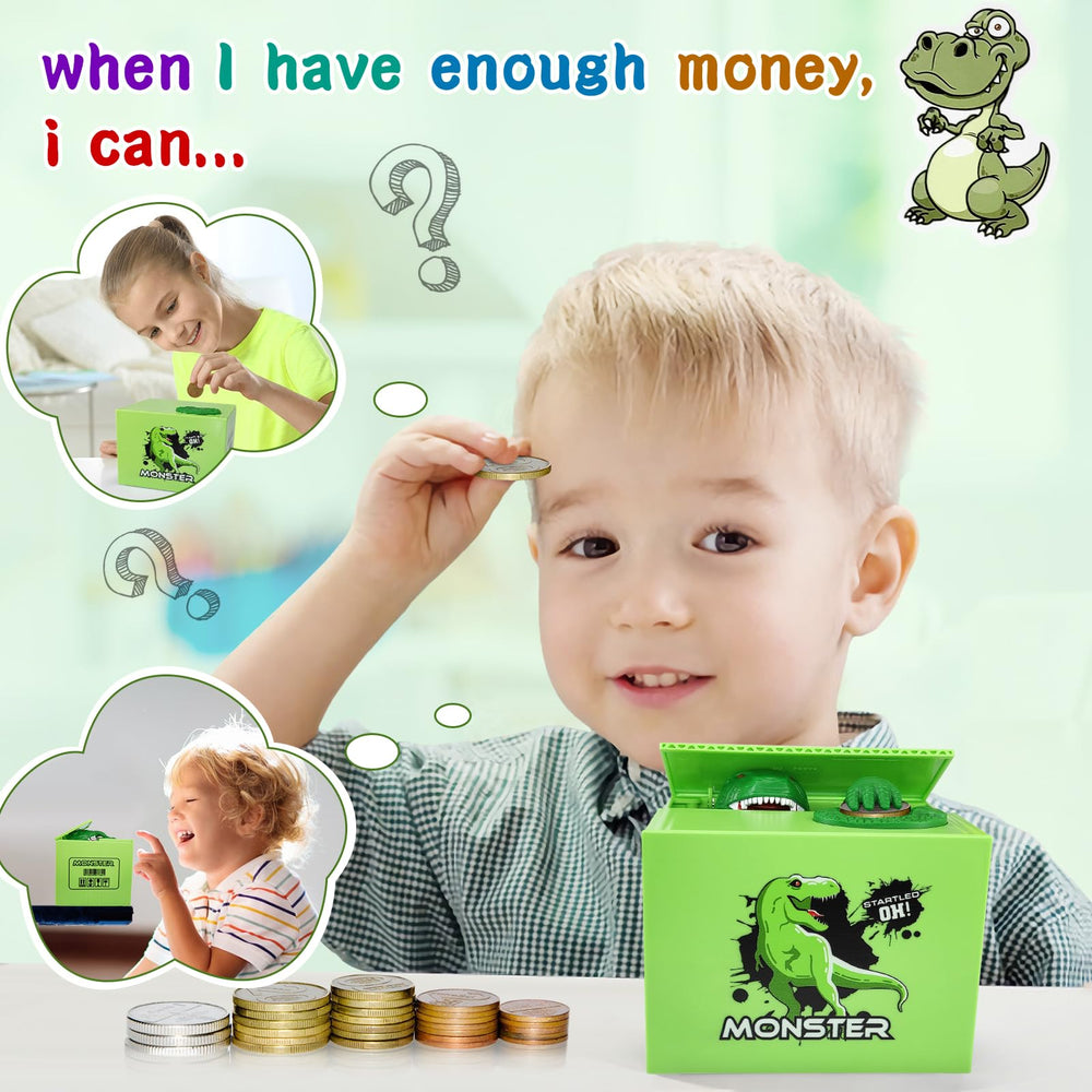 BBGISHO dinosaur piggy bank includes Christmas sticker set for festive decorating
