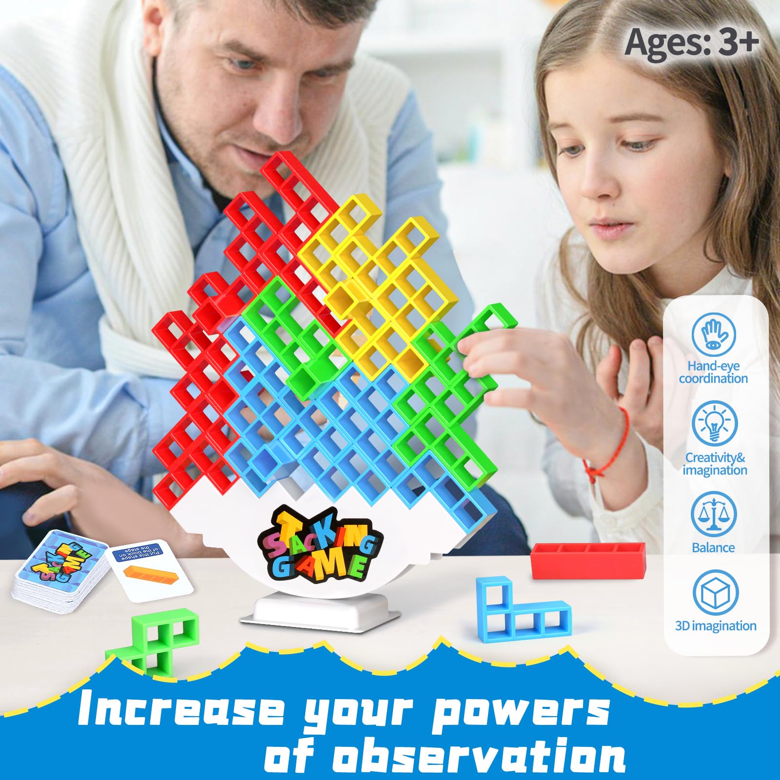 BBnote 64PCS Stack Game family-play showcases shared moments.