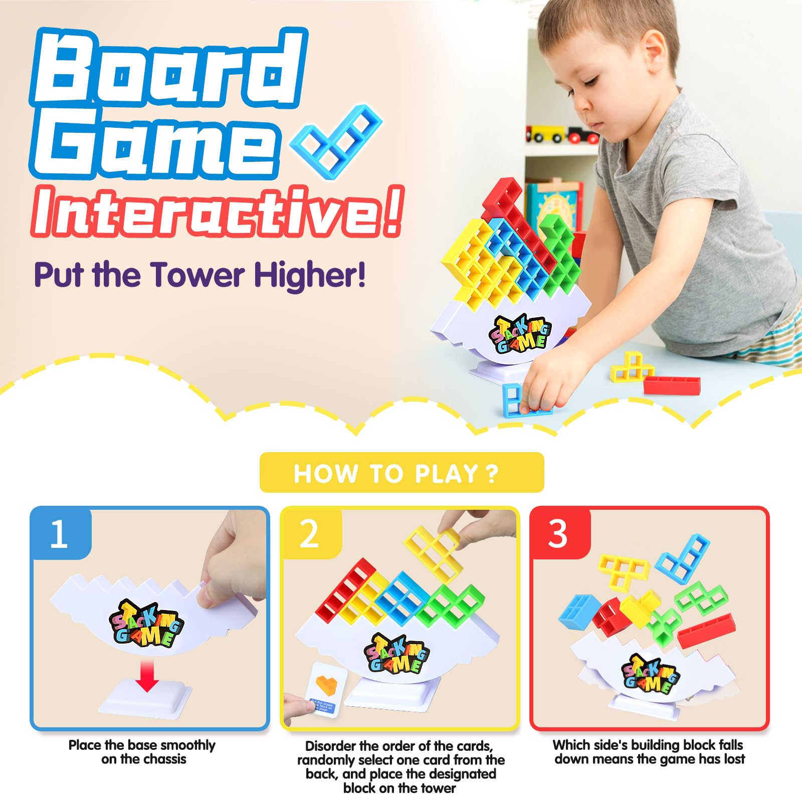 BBnote 96pcs Stack Game travel setup - ready-to-play on any table.