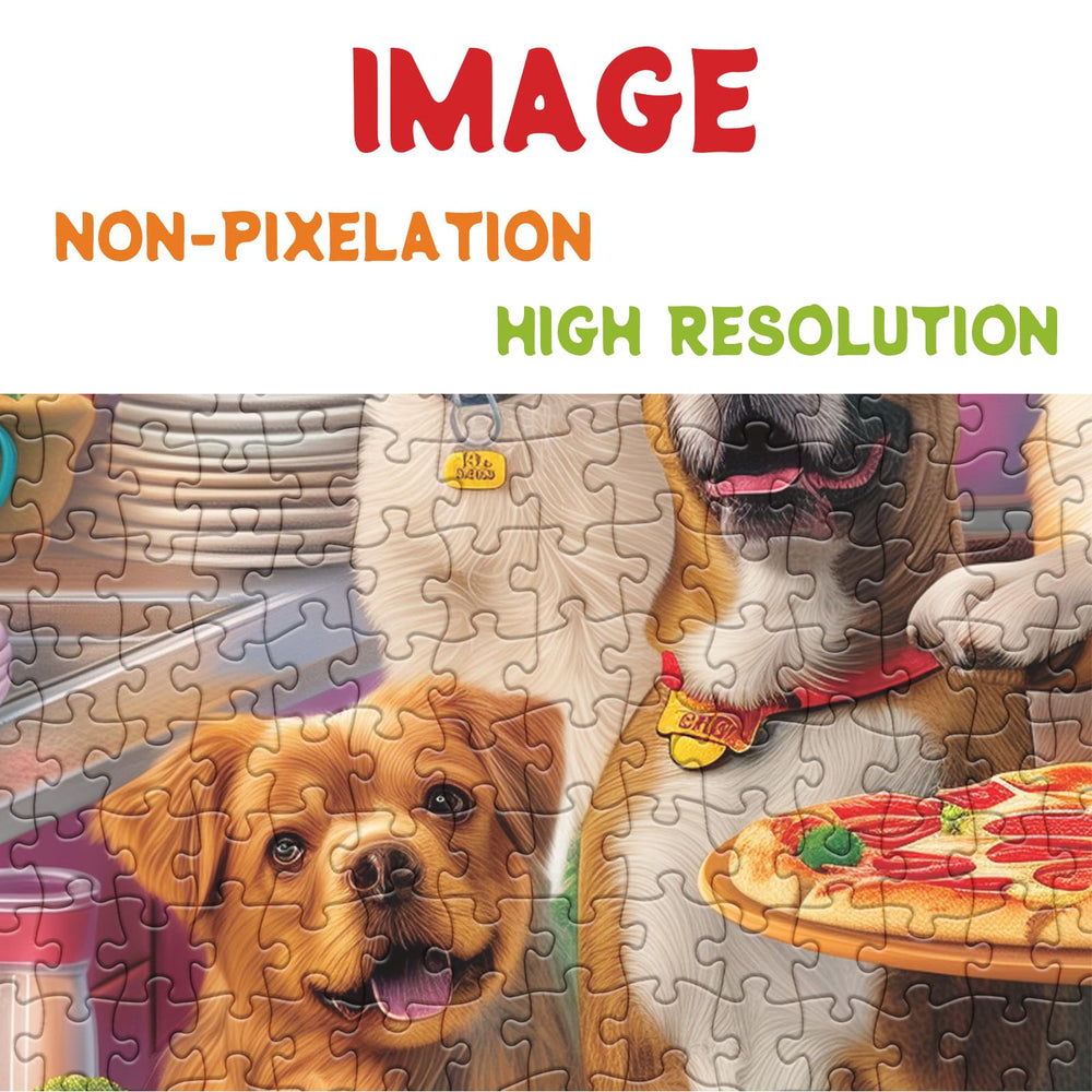 BBOLDIN Kitchen dogs pizza scene highlights playful chefs at work.