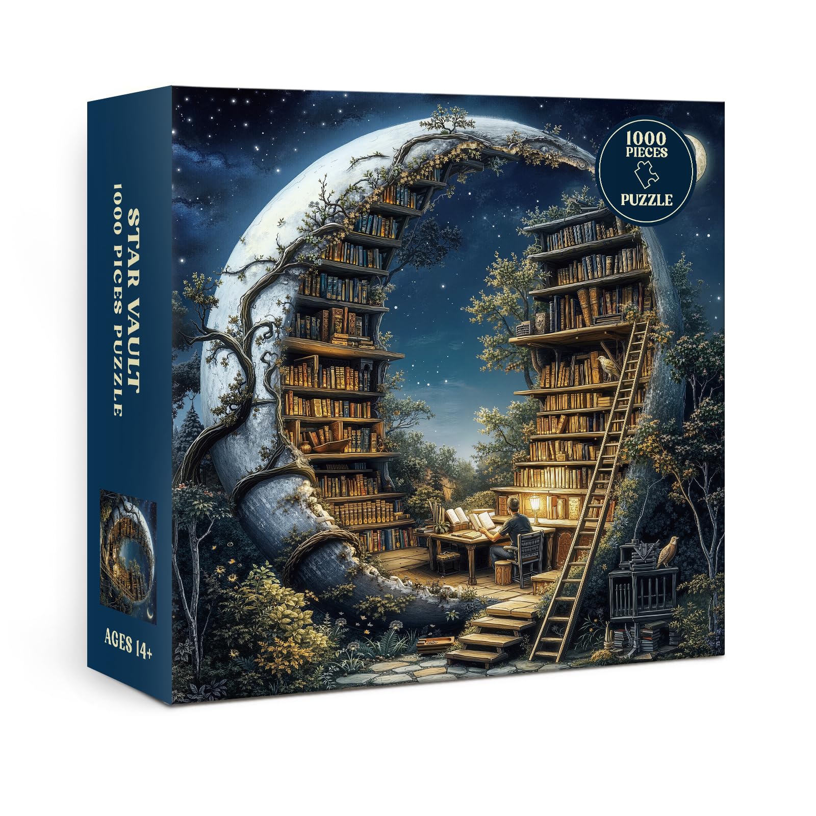BBOLDIN forest night library scene highlights calming ambiance for quiet evenings