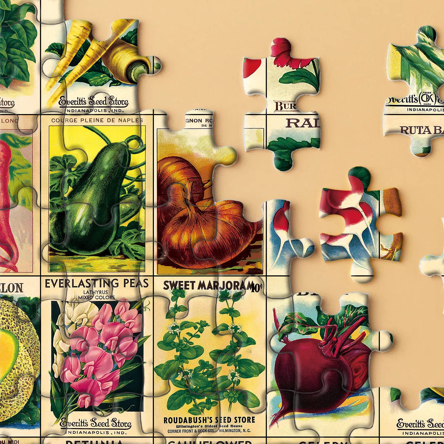BBOLDIN retro seed packets collage, vibrant colors for nostalgic art lovers.