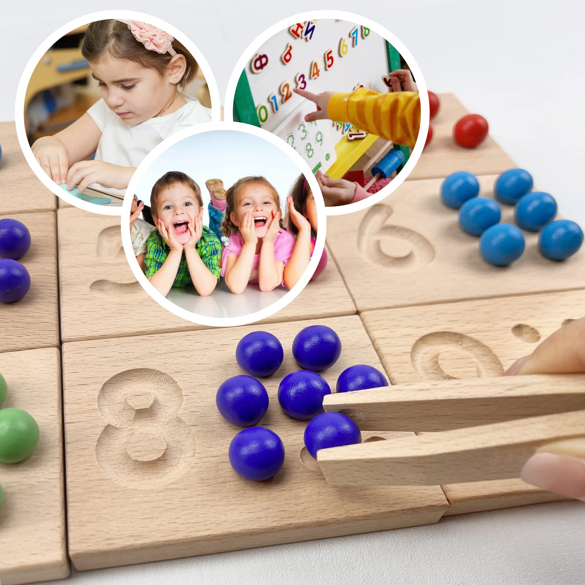 BBtinker counting with 55 wood balls supports hands-on counting and quantity sense.