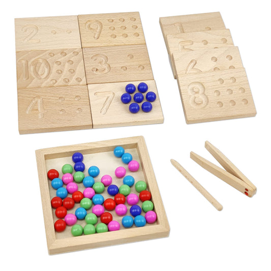 BBtinker wooden number tracing board set showing ten numeral boards for early math practice.