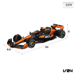 Bburago McLaren MCL38 1:24 left side view with driver figure