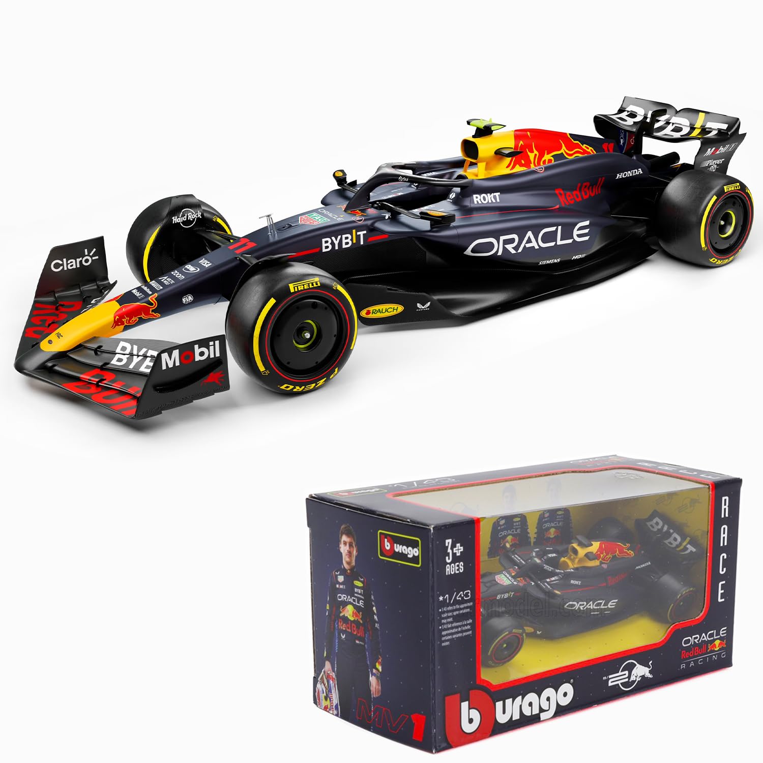 BBurago Red Bull RB20 1:43 side view shows authentic livery and durable diecast build