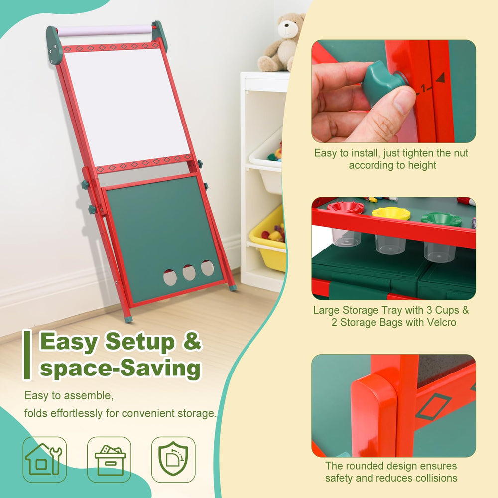 BBV Kids Easel wooden tray keeps paints and brushes within reach