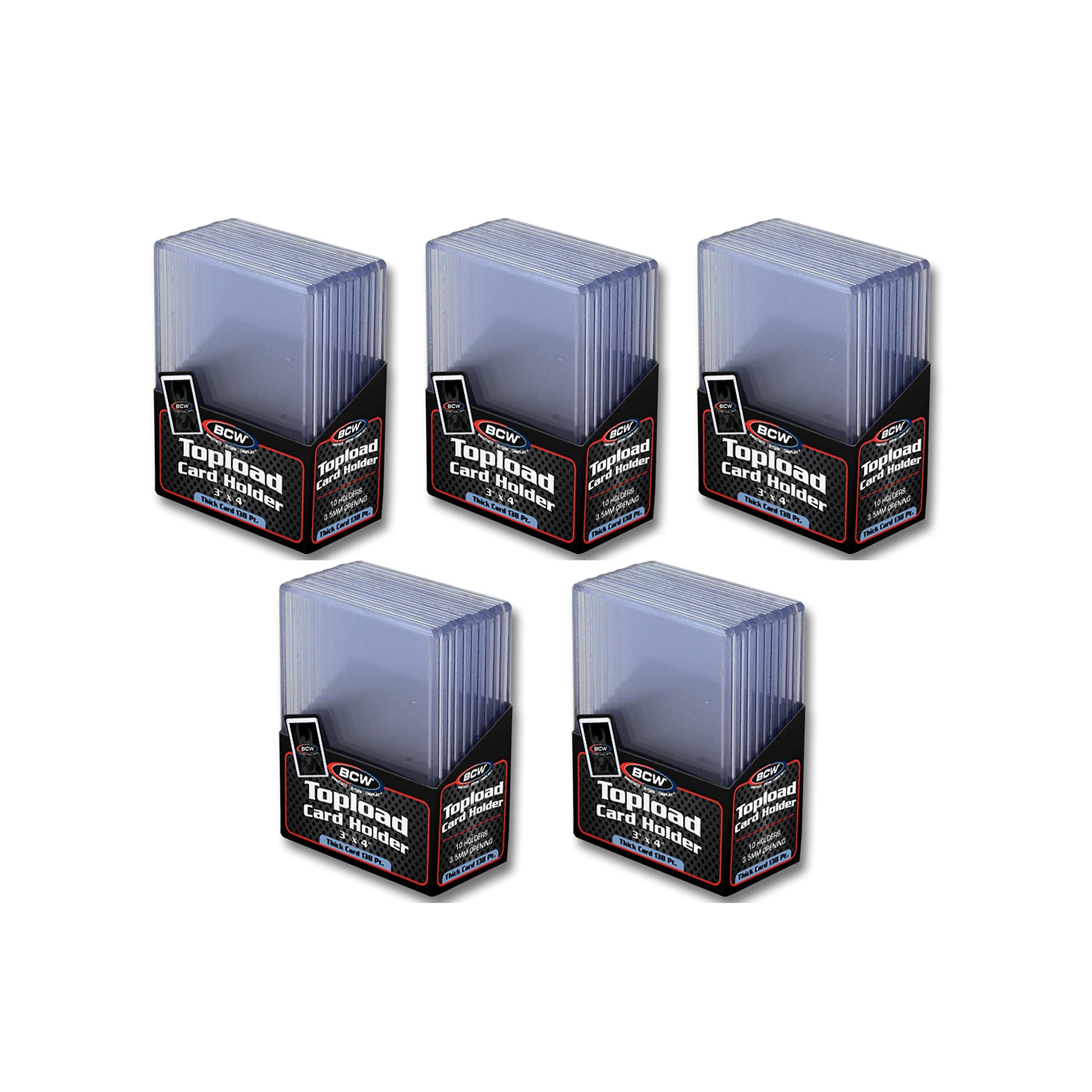 BCW 138pt thick topload holder pack 50 front view, bulk protection for memorabilia.