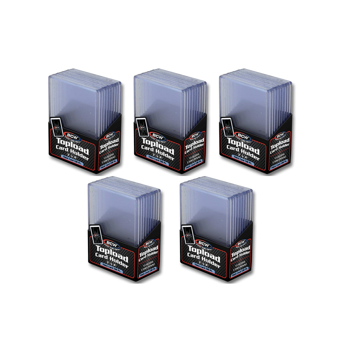 BCW 138pt thick topload holder pack 50 front view, bulk protection for memorabilia.