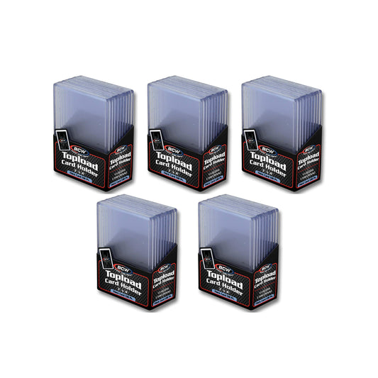 BCW 138pt thick topload holder pack 50 front view, bulk protection for memorabilia.