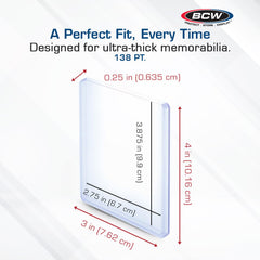 BCW 138pt topload outer dimensions show sturdy, compact display.