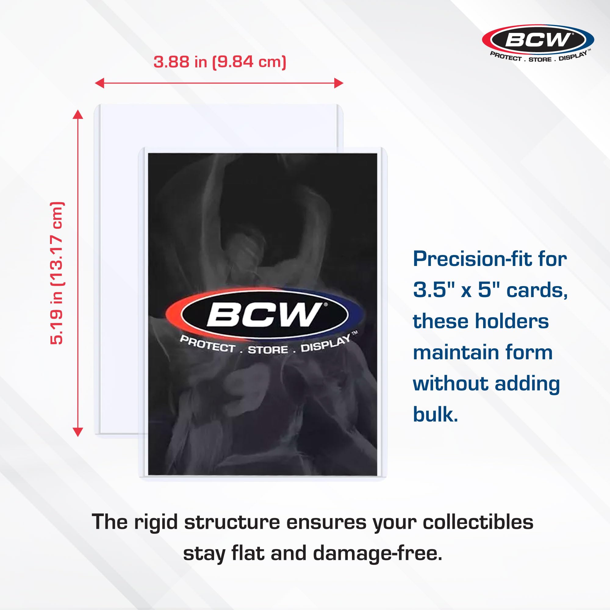 BCW 3.5x5 topload holder interior dimensions ensure snug 3.5x5 cards.