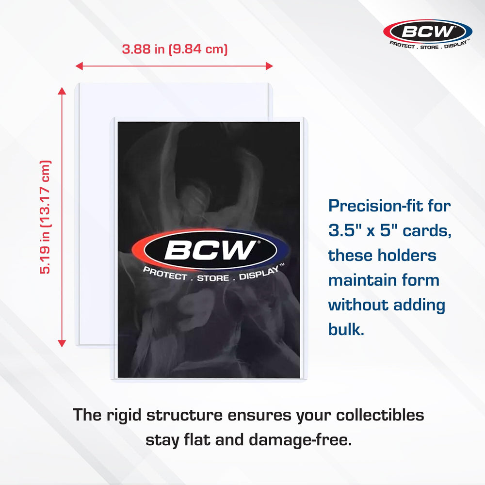 BCW 3.5x5 topload holder interior dimensions ensure snug 3.5x5 cards.