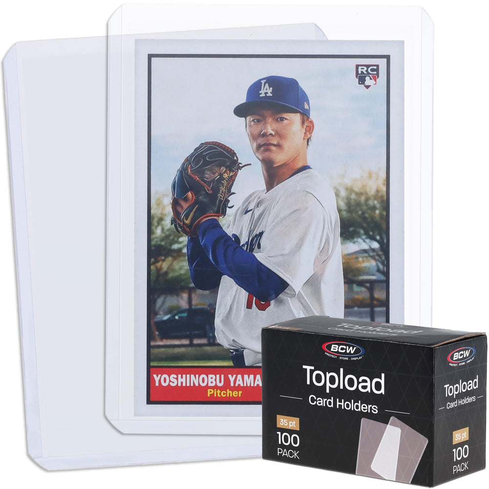 BCW 3x4 standard toploader clear front view protects standard cards with rigid archival clarity.