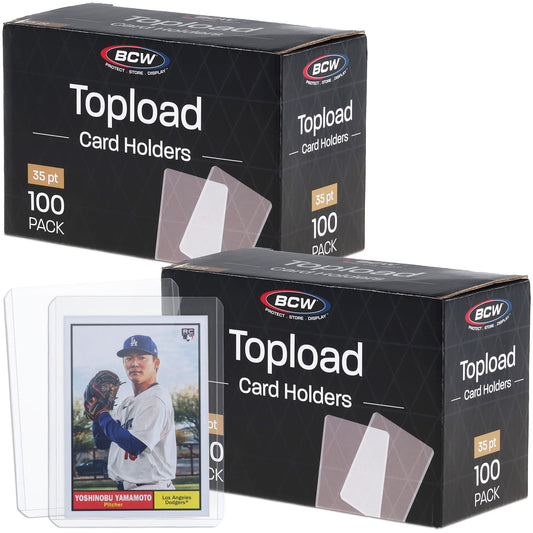 BCW 3x4 top loaders in a 200-pack box for organized storage.