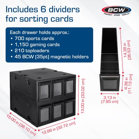 BCW interior dividers keep cards upright and neatly separated.