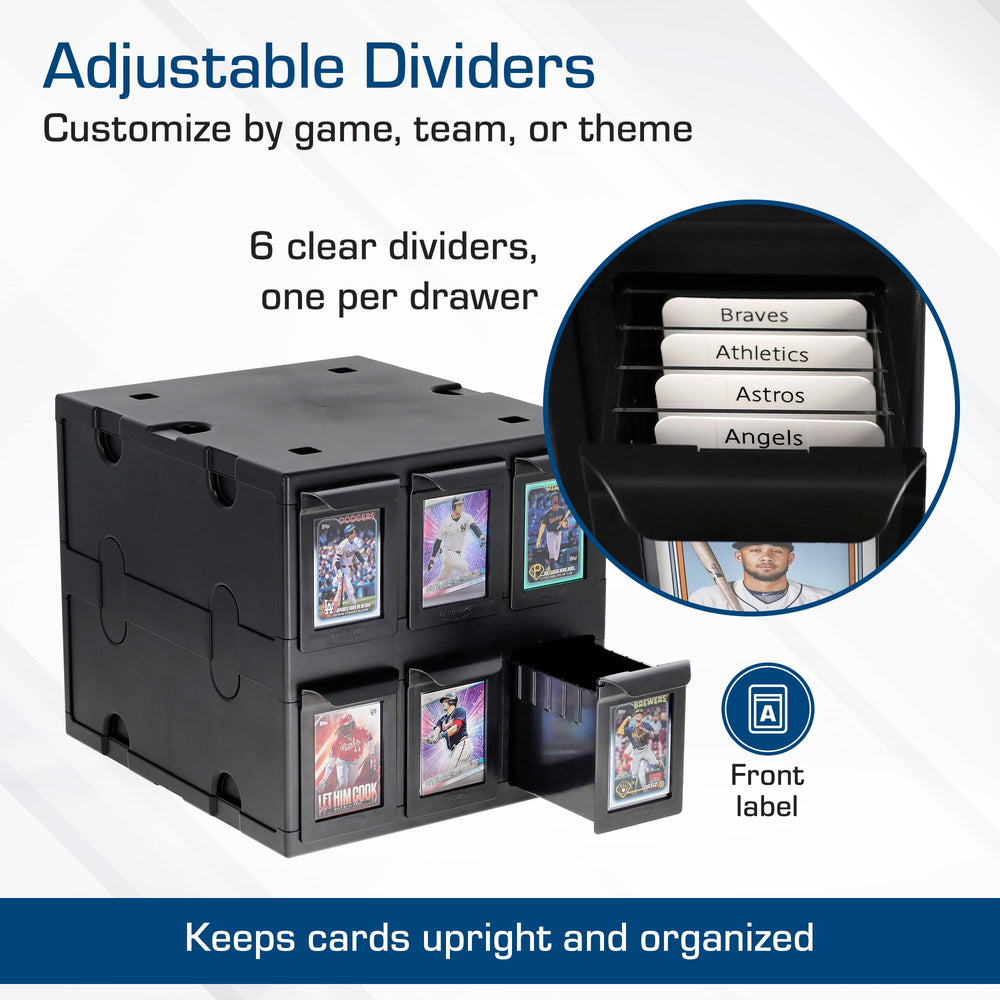 BCW stackable design demonstrated with feet and side clips.