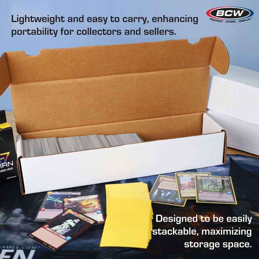 BCW 800ct storage box outside dimensions emphasize space-efficient packaging.