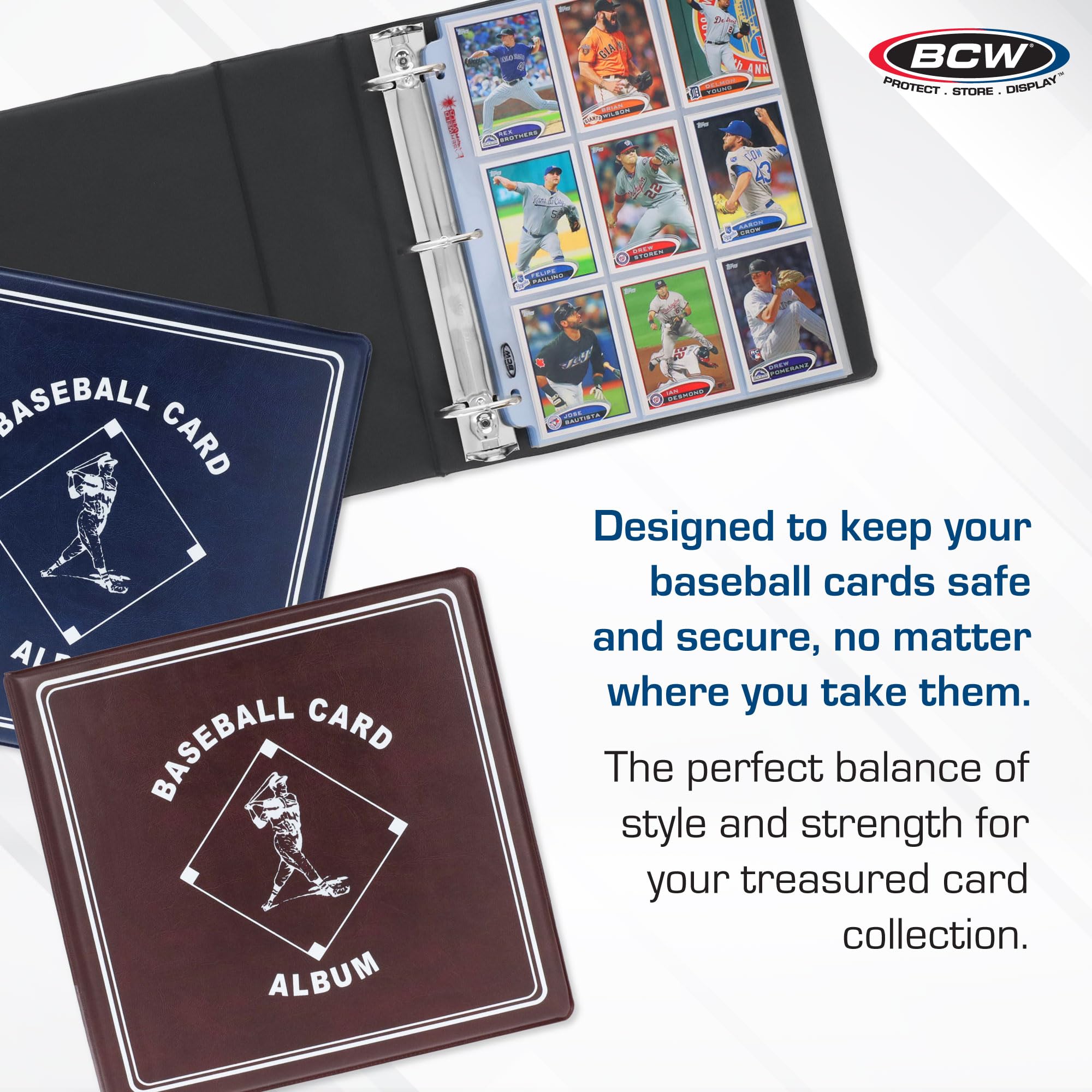 BCW Baseball 3\" Album blue interior supports organized pages and easy access.