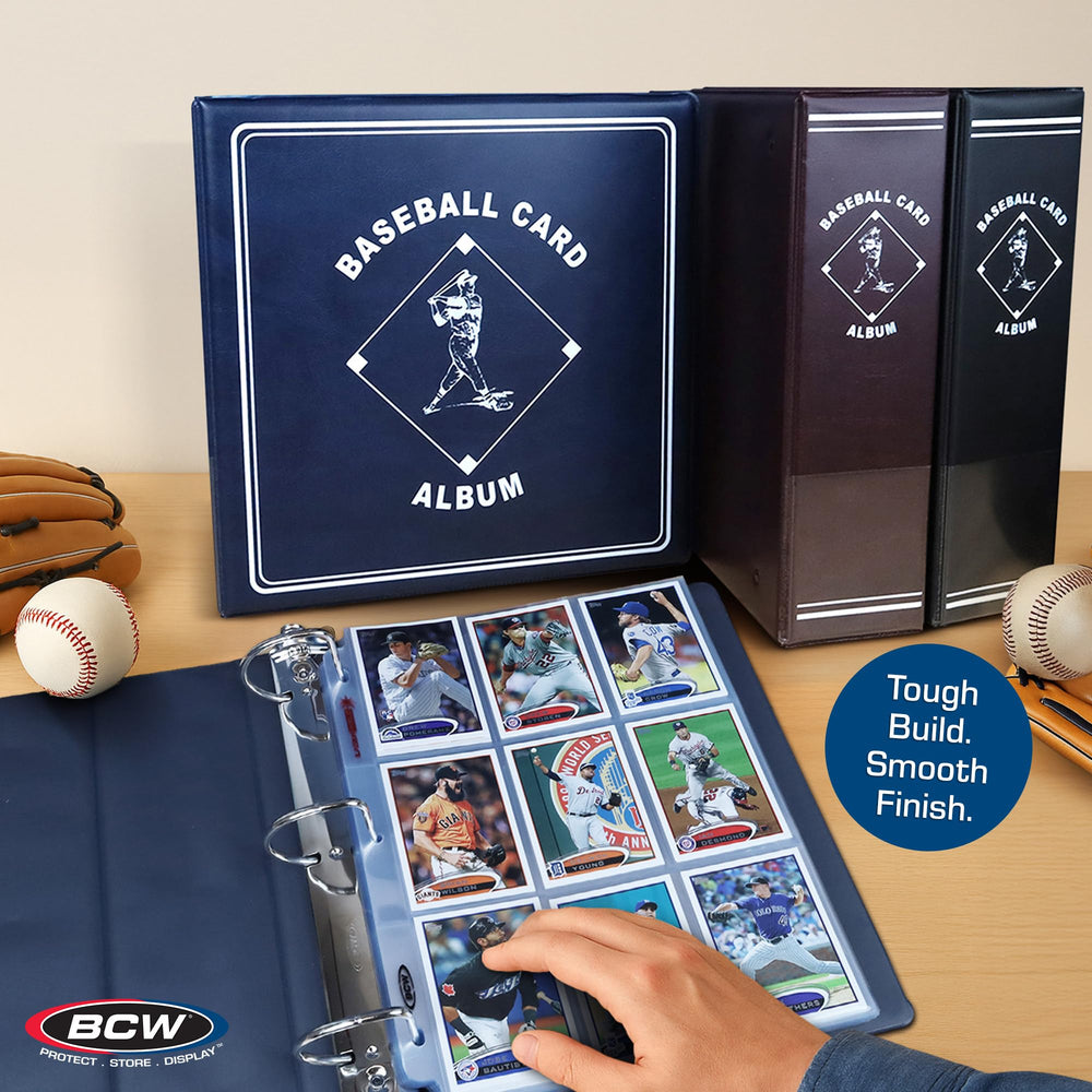 BCW Baseball 3\" Album blue storage-friendly binder protects memories.