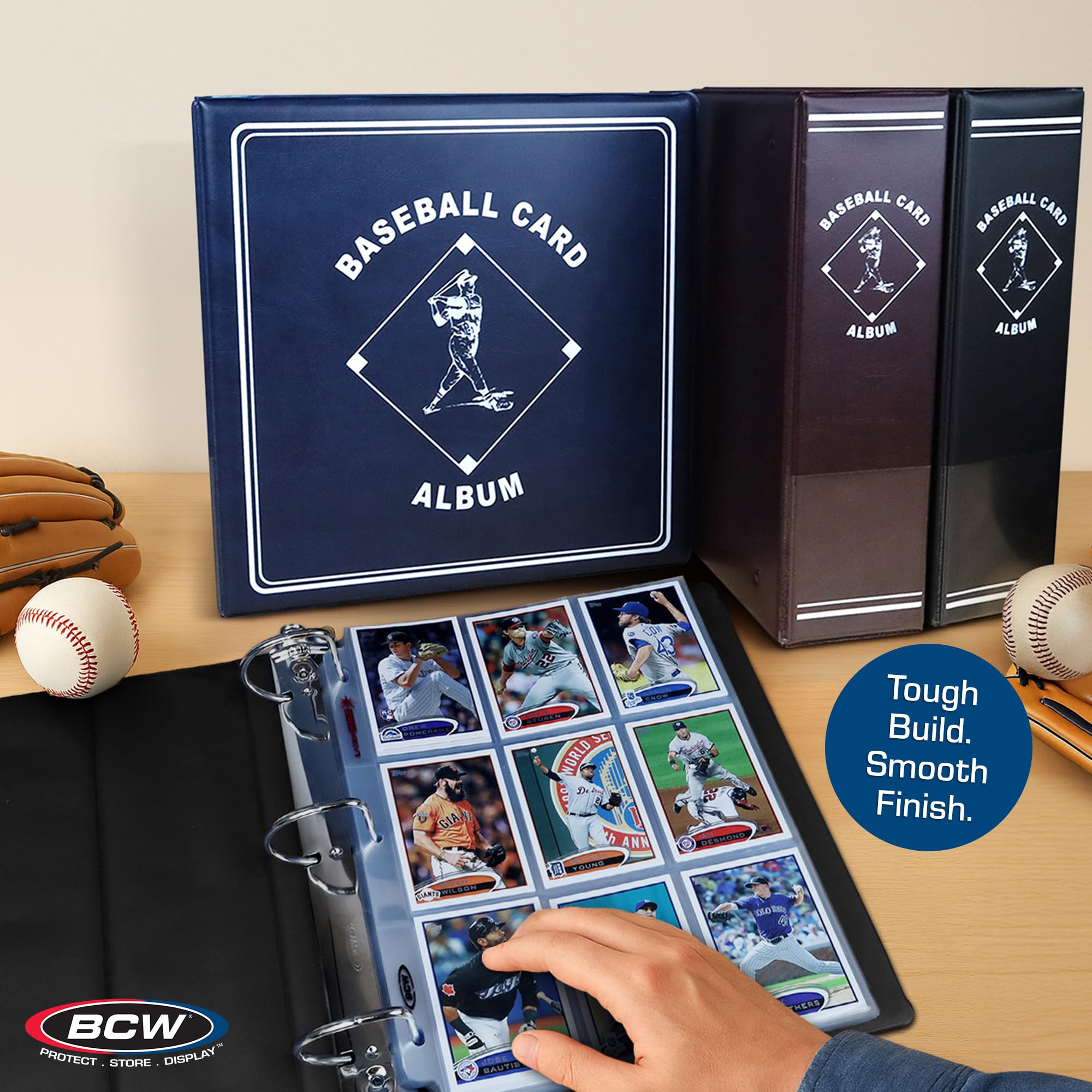 BCW storage binder helps organize cards on a shelf.