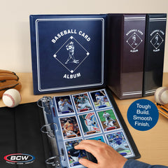BCW storage binder helps organize cards on a shelf.