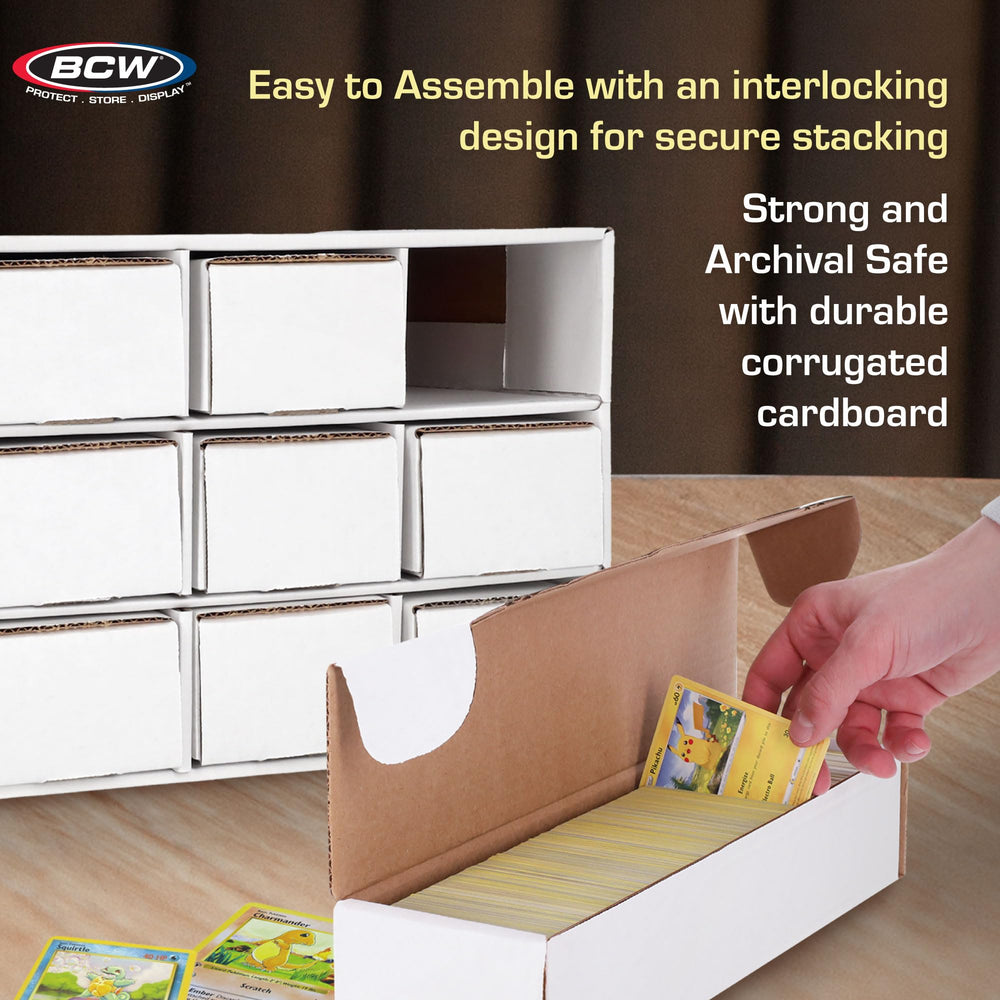 BCW Card House sturdy white corrugated construction delivers durable long-term storage.