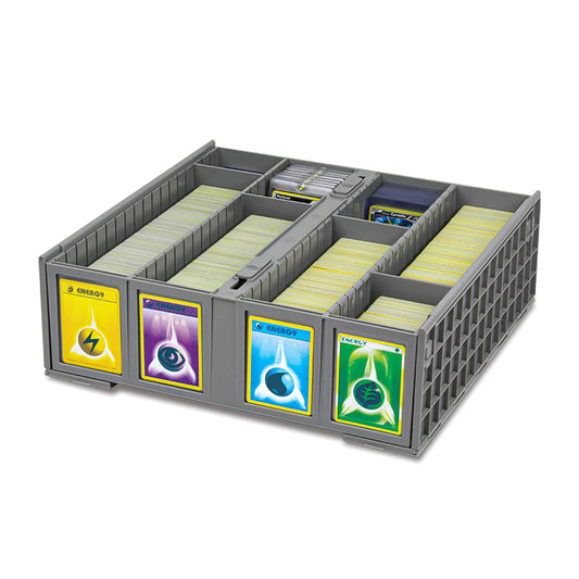BCW Collectible Card Bin gray front view shows organized storage for trading cards