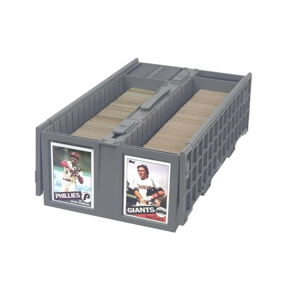 BCW Collectible Card Bin gray side view showing organized storage capacity