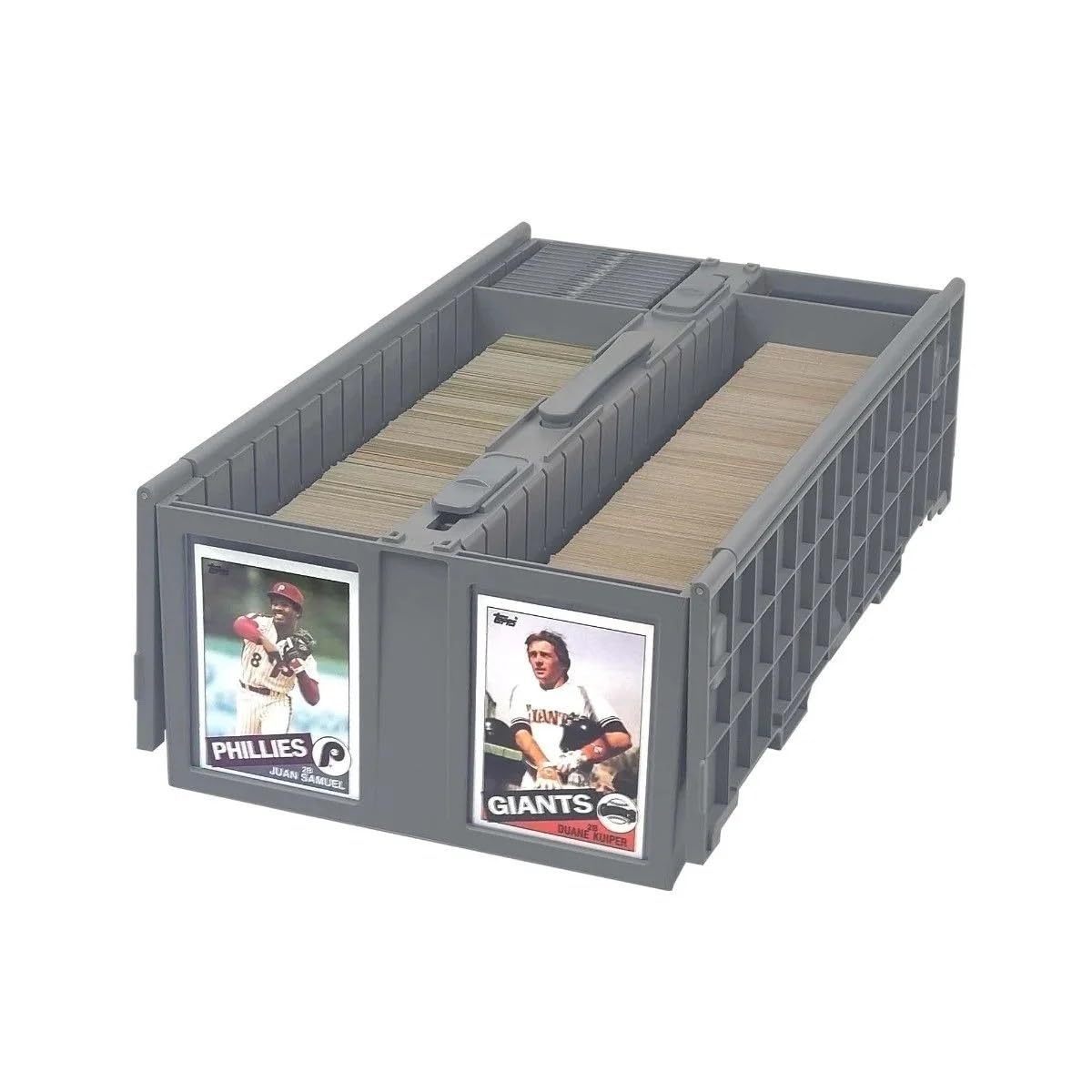 BCW Collectible Card Bin gray side view showing organized storage capacity