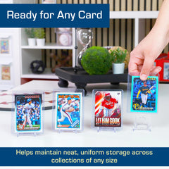 BCW Lorcana top loaders protect collector's cards for display and travel.