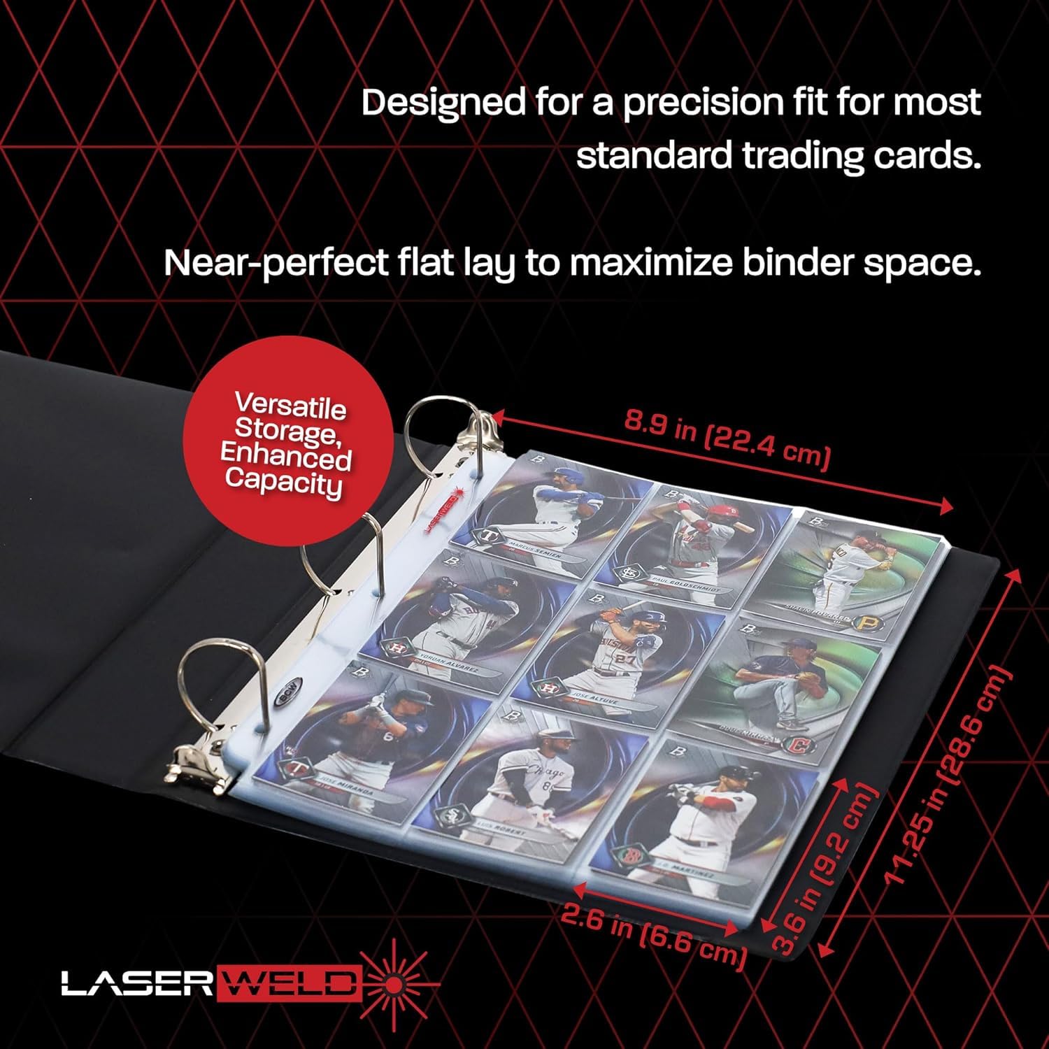 BCW LaserWeld 9-Pocket Pages binder-ready sleeves fit snugly for secure storage.