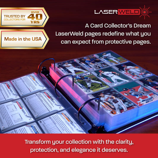 BCW LaserWeld 9-Pocket Pages crystal-clear sleeves for pristine visibility.