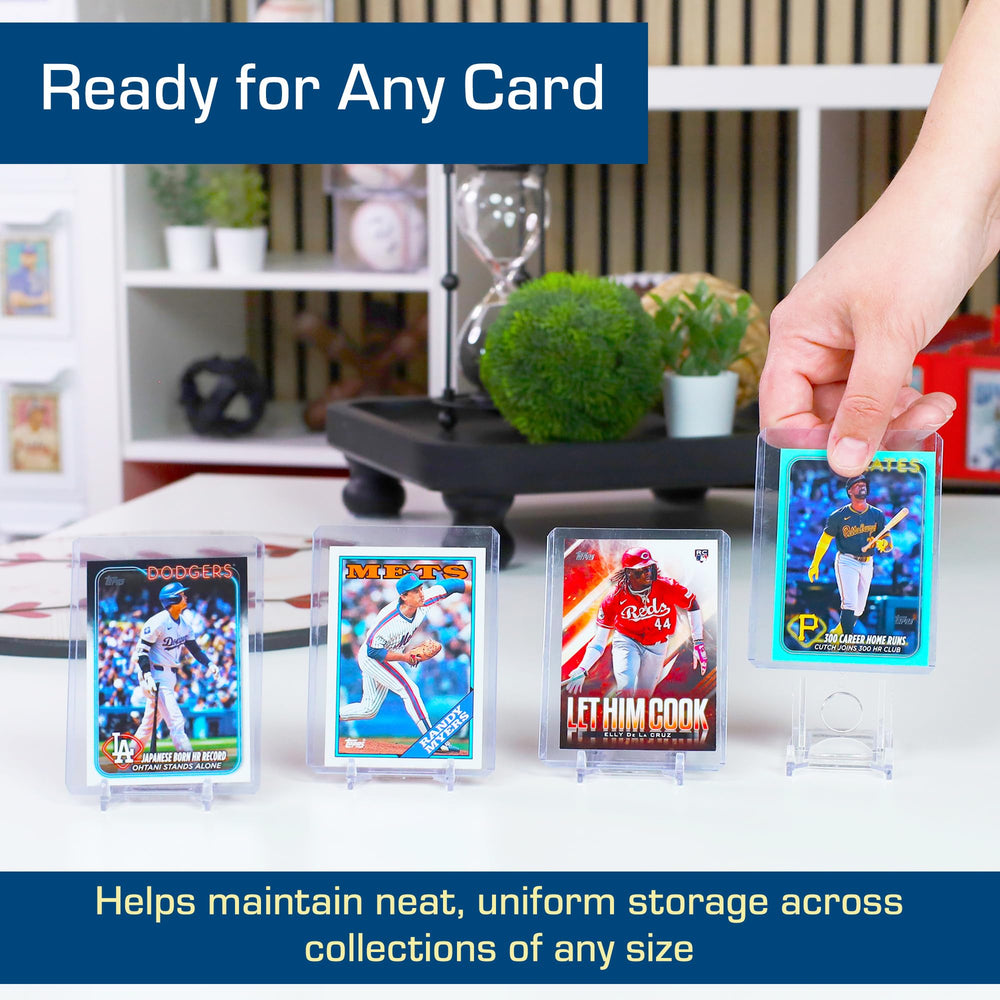 BCW penny sleeves and top loaders protect standard cards during storage and transit.