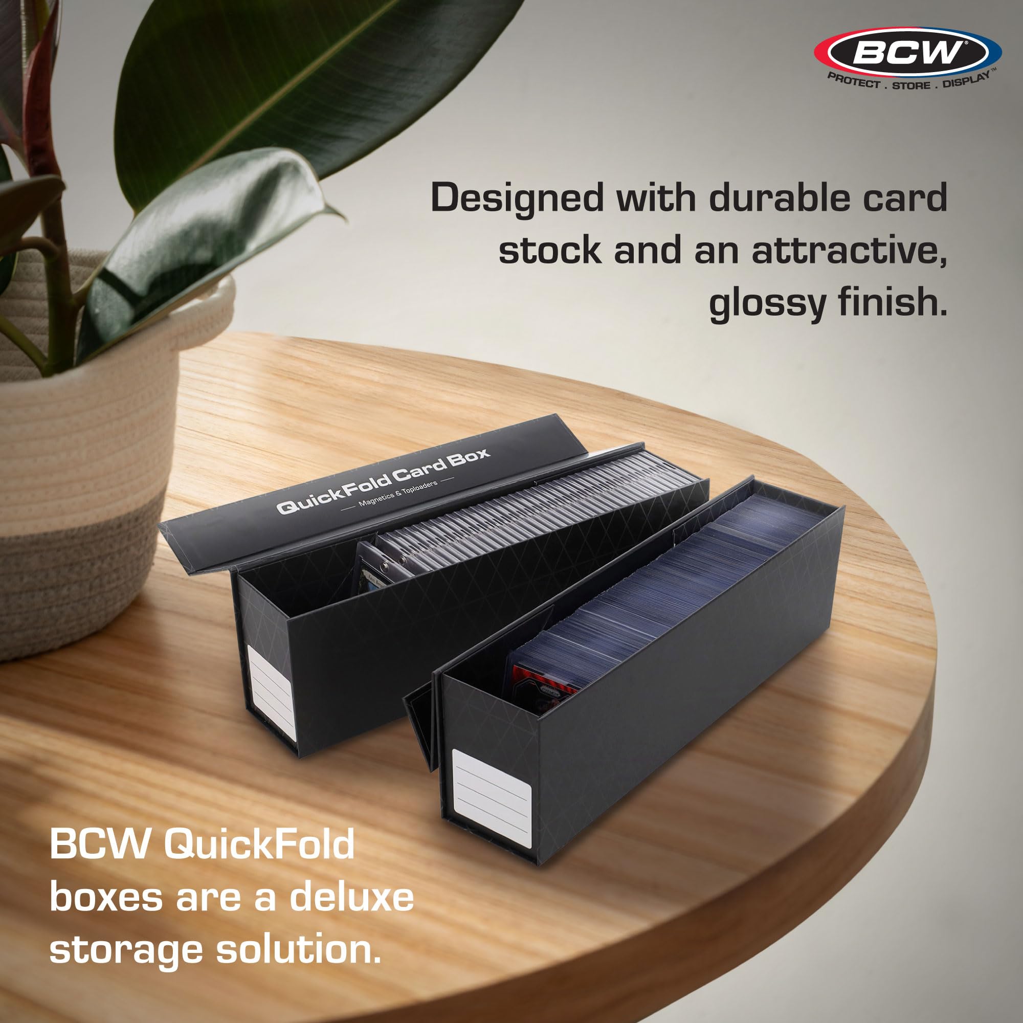 BCW QuickFold durable-glossy-black finish adds a professional, display-ready look.