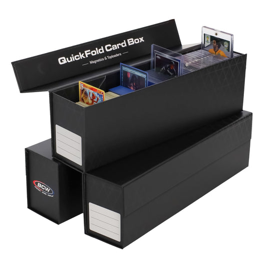 BCW QuickFold magnetic-closure box secures magnetics for organized, portable card storage.