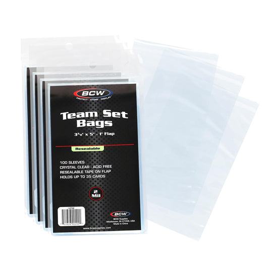 BCW resealable team set bags 400-count pack for safe card storage