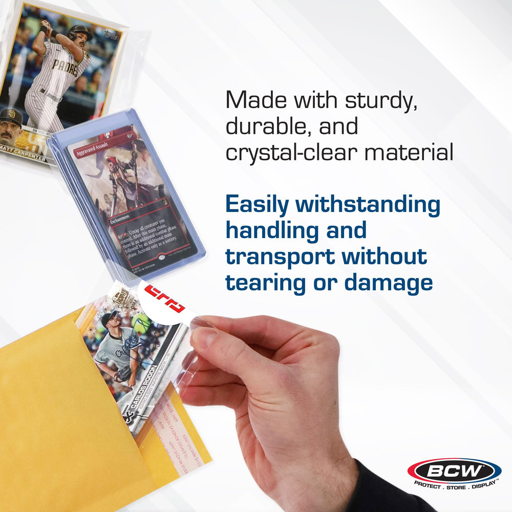 BCW team bags in action for safe storage and shipping of trading cards