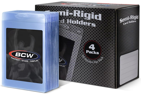 BCW semi-rigid card holder front view protects grading-ready cards.